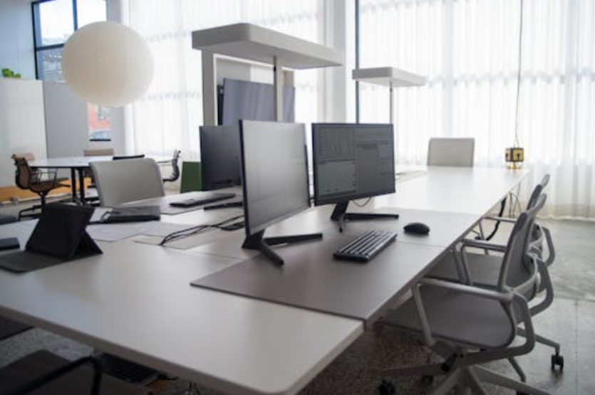 Computers in an office space
